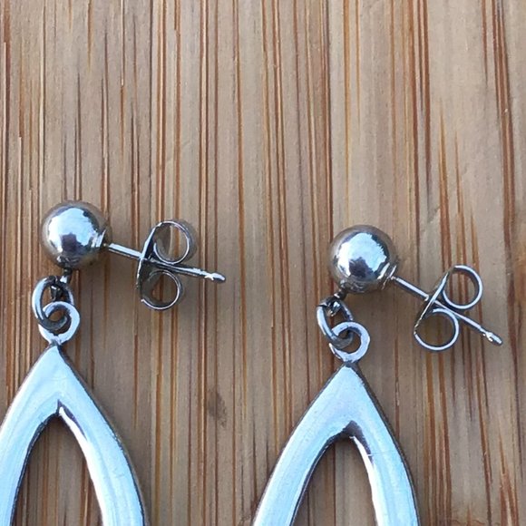 Sterling Silver Drop Post Earrings Vintage Pierced 925 - Picture 8 of 8